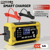 Resim Xuweiwei Yellow 12v 6a Corebox Akıllı Akü Şarj Cihazı Lcd Ekran Araç Motosiklet Marin Şarj Aleti 
