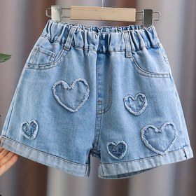 Resim Kızlar İçin Yazlık Sevimli Kalpli Kot Şortlar, Rahat Kıvrımlı Etekli Jean Hotpants Elastik Bel Bandı, Rahat Viskon Karışımı, Makinede Yıkanabilir - Genç Kızlar İçin Gevşek Kesim Geniş Şortlar, Hafta Sonu Günlük Kullanım İçin Oynak Hafta Sonu Kıyafeti | Trendy Kot Şortlar | Yumuşak Dokulu Kot, Jean Şortlar 