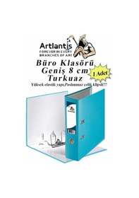 Resim Büro Klasörü Turkuaz Geniş 1 Adet Plastik Geniş Turkuaz Klasör Halkalı Paslanmaz Çelik Klipsli 1 Adet 