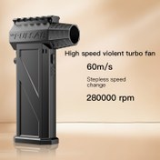 Resim Taşınabilir Tutma Kulplu Turbo Fan, Şarj Edilebilir Güçlü Soğutucu Fan, Hafif ve Kompakt, USB Şarjlı, Dış Mekan, Seyahat, Kamp, Yürüyüş, Ofis için Mini Jet Üfleyici, PC, Klavye, Kar, Araba, Uzun Pil Ömrü 