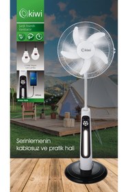Resim Kiwi Kfan-7629 Şarjlı Hız Ayarlı Gece Lambalı Stand Vantilatör 