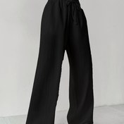 Resim Kadınlar için Hafif Yeşil Geniş Bacaklı Pantolon - Rahat Bol Kesim, Yüksek Kaliteli Polyester, Bahar/Yaz Gezileri için Mükemmel, Yaz Pantolonları 