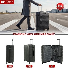 Resim COTPOLY Diamond 2'li Bavul Seti, 2'li Seyahat Bavul Seti, ABS Valiz Seti (Siyah-Large&Medium) 