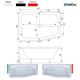 Resim Beşgen Küvet | Jakuzi | Beydağ | 190x130 | Mod - 130x190 / Siyah / 2 Kişilik 