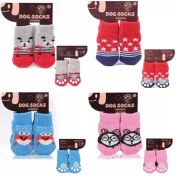 Resim Kedi Köpek Kaydırmaz Örme Çorap 