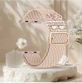 Resim Gateesat 38 40 41mm Khaki Esnek Naylon Kayış 5 Kalp Aksesuarlı Ayarlanabilir İwatch Bilekliği 