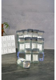 Resim Digithome Etiketli 12 Li Döner Kapaklı Cam Kare Baharatlık Seti 120ml Thn86502 C- 1-1-18 Şeffaf 