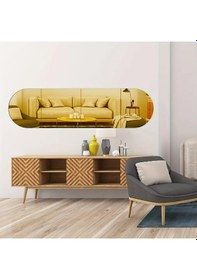 Resim Oval Kenar Pleksi Kare Ayna 30x120cm - Gold Diğer 