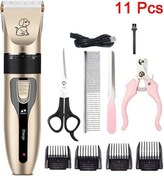Resim Pet Saç Elektrikli Düzeltici Şarj Edilebilir Pet Köpek Kedi Düşük Gürültülü Saç Kesme Makinesi Bakım Tıraş Makinesi Kesim Makinesi Seti 11'li Set 