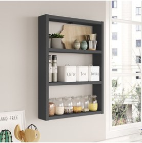 Resim Robinhome Robin Home Marla 3'Lü Duvar Rafı Mutfak Banyo Rafı Antrasit Ma1-A 