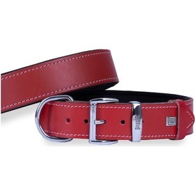Resim Doggie Konforlu Deri El Yapımı Köpek Boyun Tasması 4 x 52-60 CM Kırmızı 