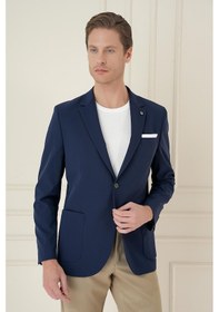 Resim Efor Slim Fit Torba Cep Esnek Spandex Karışımlı Düz Lacivert Blazer Ceket C 696 Lacivert 