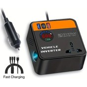 Resim Xuweiwei Hippcron 200w Araba Invertoru 12v 24vden 110v 220ve Ters Cevirici Sarj Kablosu Usb Type C Led Ekran Guvenlik Kontrolu Tasinabilir 