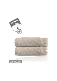 Resim 2'li Bej Jelena El Havlusu - 50x90 Cm, 225 Gr, %100 Pamuk, Spa Ve Otel Havlusu, Günlük Kullanıma Uygun Bej 
