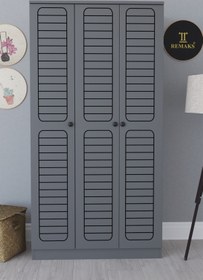 Resim Remaks Fuga 3 Kapaklı Elbise Dolabı - Antrasit Gövde Antrasit Kapak 