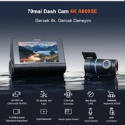 Resim 70mai Araç Kamerası A800se Ön Kamera + Rc22 Arka Kamera Set 4k Ultra Hd 