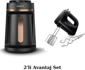 Resim Philips Türk Kahvesi Makinesi 4 Kişilik Közde Pişirme Özelliği - Daily Collection El Mikseri 2li Avantaj Set 