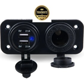 Resim Trakmats Dacia Duster 4x4 2009-2010-2011-2012-2013-2014-2015-2016-2017 Çakmak Soketi 12V Marine Tip Çift USB Girişli Su Geçirmez Çift Panel Girişli ve Ayrıca 2li USB Giriş Port 