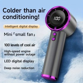 Resim Taşınabilir Mini Fan, 100 Hızlı El Tipi Sessiz Fan, USB Şarj Edilebilir 10 Saat Pil Ömrü, Hafif Kişisel Soğutma Fanı, İç ve Dış Mekan Seyahati İçin Yapılmış ABS Malzeme, Kişisel Soğutma Cihazı | Minimalist Tasarım | Dayanıklı Plastik Fan 