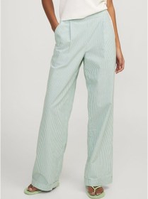 Resim Jack & Jones Kadin Çizgili Desenli Rahat Kesim Pantolon - Siva 12254570 Grayed Jade Kırmızı 