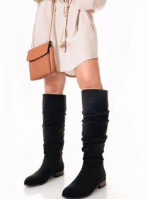 Resim pazarella Winda Siyah Süet Körüklü Çizme 