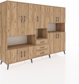 Resim Hyperion Dolap 13 Raflı 3 Çekmeceli 9 Kapaklı 220x44x163 Çam-çam Çam-çam 