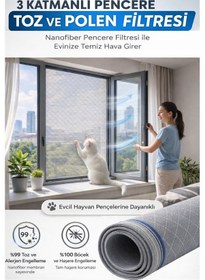 Resim Respilon- Odera Yeni Nesil Sineklik - 3 Katmanlı Toz Polen Alerjen Pencere Filtresi 100cm X 150cm 