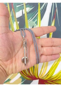 Resim Kabak Kemane Kolye Gri Kordon Gümüş 