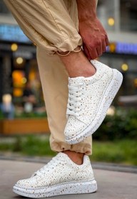 Resim Zerenyus ZRN-X500 Bağcıklı Casual Günlük Erkek Sneaker Beyaz Gold 