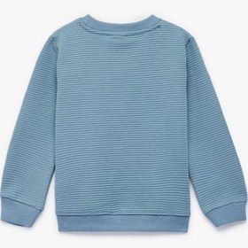 Resim Erkek Bebek Bisiklet Yaka Dokulu Uzun Kollu Sweatshirt 