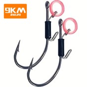 Resim 9KM 10 adet Balıkçılık Kancaları Tatlısu Tuzlu Su Balık Kancaları, Karbon Çelik Yapı, Canlı Karides Sabit Kanca Seti Balıkçılık Aksesuarları Balıkçılık Ekipmanları Güçlü Dikenli Kancalar 