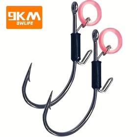 Resim 9KM 10 adet Balıkçılık Kancaları Tatlısu Tuzlu Su Balık Kancaları, Karbon Çelik Yapı, Canlı Karides Sabit Kanca Seti Balıkçılık Aksesuarları Balıkçılık Ekipmanları Güçlü Dikenli Kancalar 