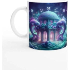 Resim Balık Burcu Baskılı Kahve Kupası - Burçlar Krallığı Şatosu Vs3 