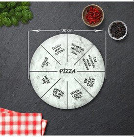 Resim Decorita Mottolu Pizza Servis Tabağı|Taş Görünüm|Çap 32 CM 