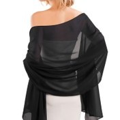 Resim Kadınlar İçin Şık Siyah Şifon Şal - Hafif, Şeffaf, Akşam Elbiseleri & Gelinlikler İçin Mükemmel, Polyester, Elde Yıkanabilir, Kolsuz Elbiseler İçin Şallar 