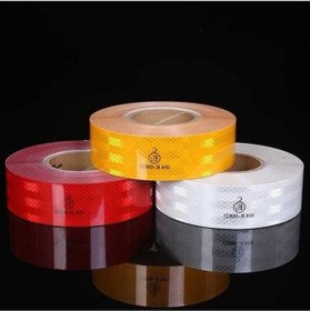 Resim Pazly 25m Uzunluk Beyaz 5cm Genişlik Araba Yansıtıcı Uyarı Kırmızı Beyaz Şerit Motosiklet Reflektif Bant, Pet Materyal, Wangxi Mağazası 