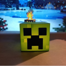 Resim Genel Markalar Yeşil Minecraft Creeper Tealight LED Lamba, dekoratif ve sıcak atmosfer sağlar 
