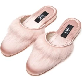 Resim Gc Terlik 245 Kadın Önü Tüylü Ev Terliği-Pudra 