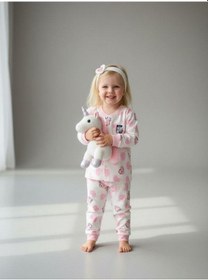 Resim Zekids Kız Bebek Pamuklu Kalp Desenli Pijama Takımı-16850 Pembe 