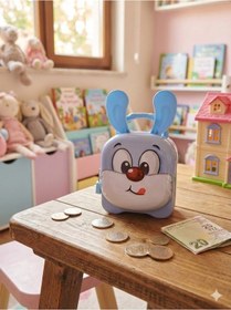 Resim 1 Adet Kilitli Ve Anahtarlı Tavşan Kumbara - Çocuklar İçin Eğlenceli Tasarruf Çantası Mavi 