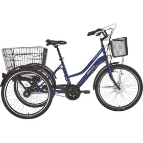 Resim E - Porter Lityum Elektrikli Bisiklet 44 cm V - Roller Fren 3 Vites 24 Jant Lacivert Beyaz 