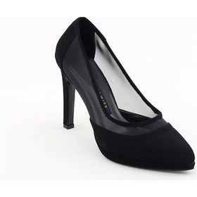 Resim Şnk 7535 Fileli Stiletto Ayakkabi Siyah Süet 