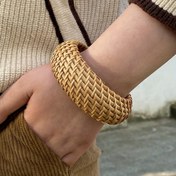 Resim Boho-Şık El Yapımı Rattan Bilezik - Kadınlar İçin Vintage Dokuma Saman Manşet, Yaz Plajı & Parti Aksesuarı İçin Mükemmel, Avrupa ve Amerikan Tarzı, Daire 