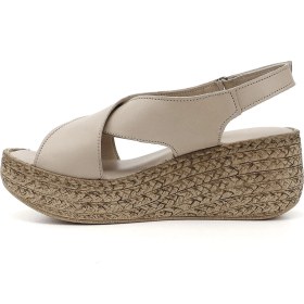 Resim Gönderi R Kadın Bej Antik Cırt Bantlı Dolgu Topuk Hakiki Deri Sandalet Dyza70945814 Bej 