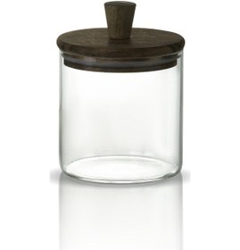 Resim 3'lü Silindirik Sap Akasya Kapaklı 500ml Yüksek Borosilikat Cam Saklama Kavanozu Şeffaf 