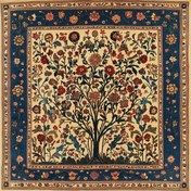 Resim 1 adet Vibrant Persian Tree of Life 5D DIY Elmas Boyama Kiti - Yuvarlak Boncuk Tuval, Rustik Ev Dekoru, Çerçevesiz, Çoklu Boyutlar Mevcut, Aile ve Gençler için İdeal Hediye, Elmas Ar 