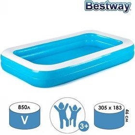 Resim Bestway 54150 Mavi Dikdörtgen Şişme Çocuk Havuzu Mavi 