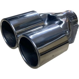 Resim HYM Tuning 80LIK Yuvarlak Düz Ağız 80MM Çift Çıkış Egzoz Ucu, Dışı Paslanmaz Krom Renk 