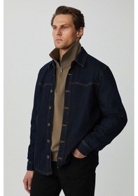 Resim Grimelange GRIMELANGE Borna Erkek Rinse Denim Rahat Geniş Kesim Ceket Görünümlü Lacivert Ceket Lacivert 