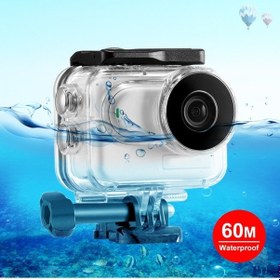 Resim Insta360 İçin 3 Puluz60m Sualtı Su Geçirmez Konut Kılıfı Temel Adaptör Ve Vida Şeffaf 